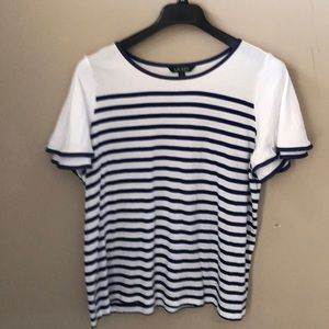 Ralph Lauren white top with blue stripes - 2x